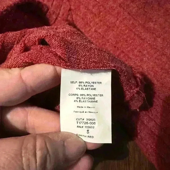 Lush Women’s Size S Cropped Sweater. Long Sleeve. Poly Blend. Burgundy - Picture 6 of 6